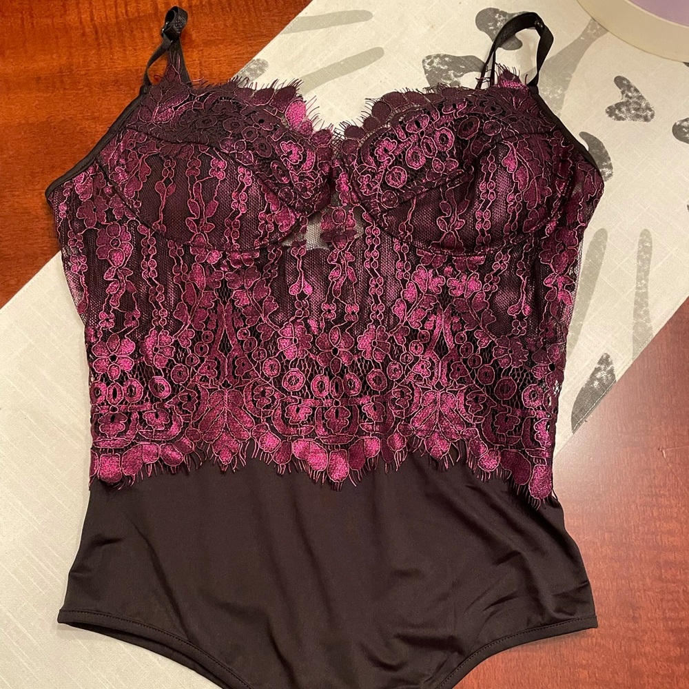 Pink Lace Bustier Bodysuit